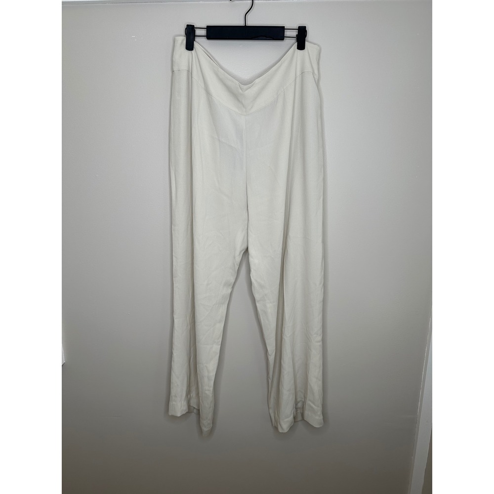 Eileen Fisher Women's Straight Trouser Ivory Silk Wide Leg Pants NEW L - Picture 1 of 7